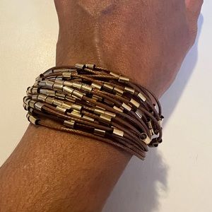 Brown and gold adjustable bracelet